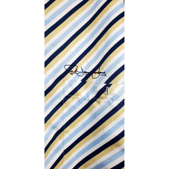 3XL Striped Button Down Shirt White Blue Gold, Fubu x Sean John, Embroidered - Picture 5 of 14